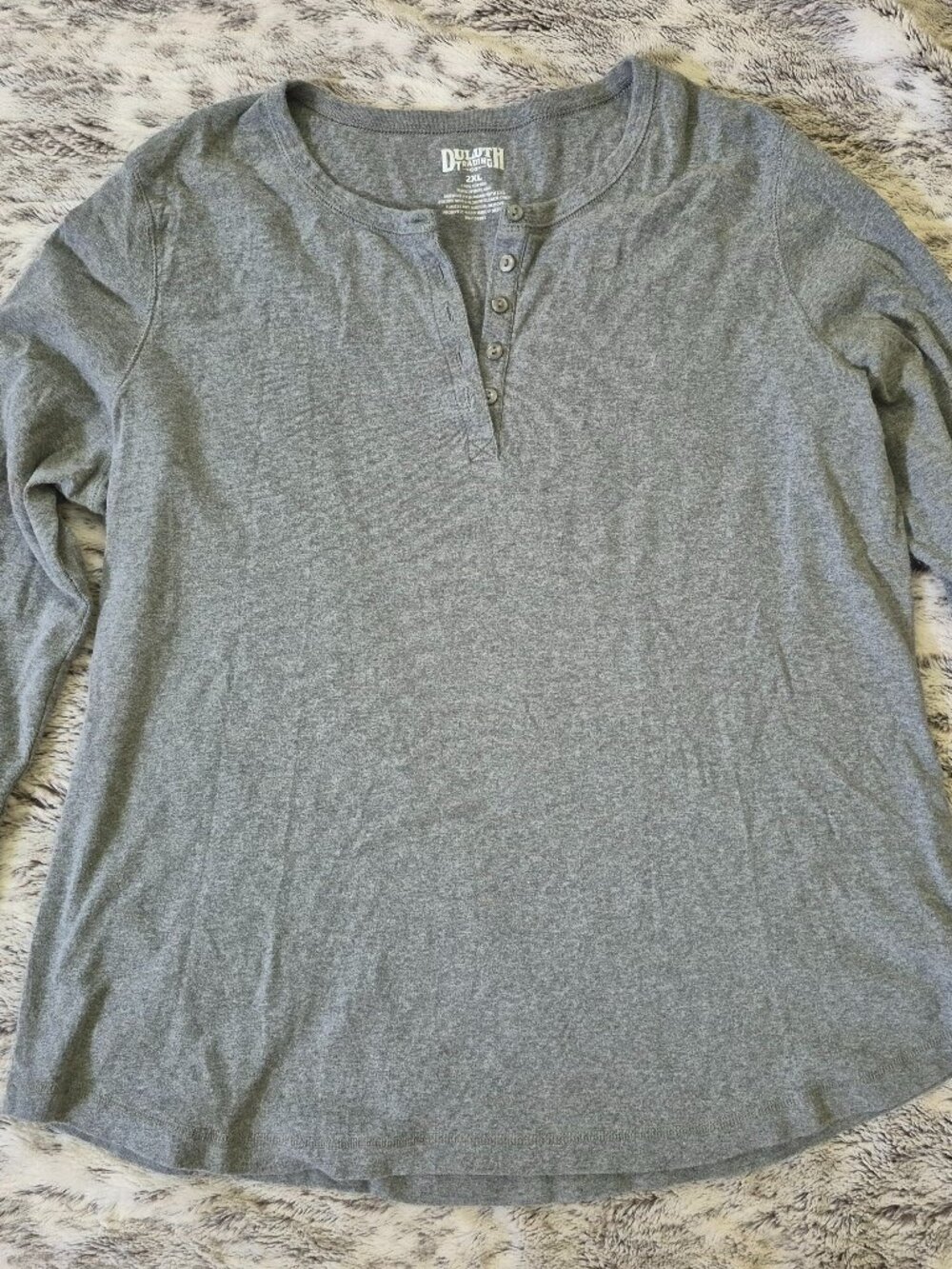 Duluth Trading Co Gray Long Sleeve 100% Cotton Shirt